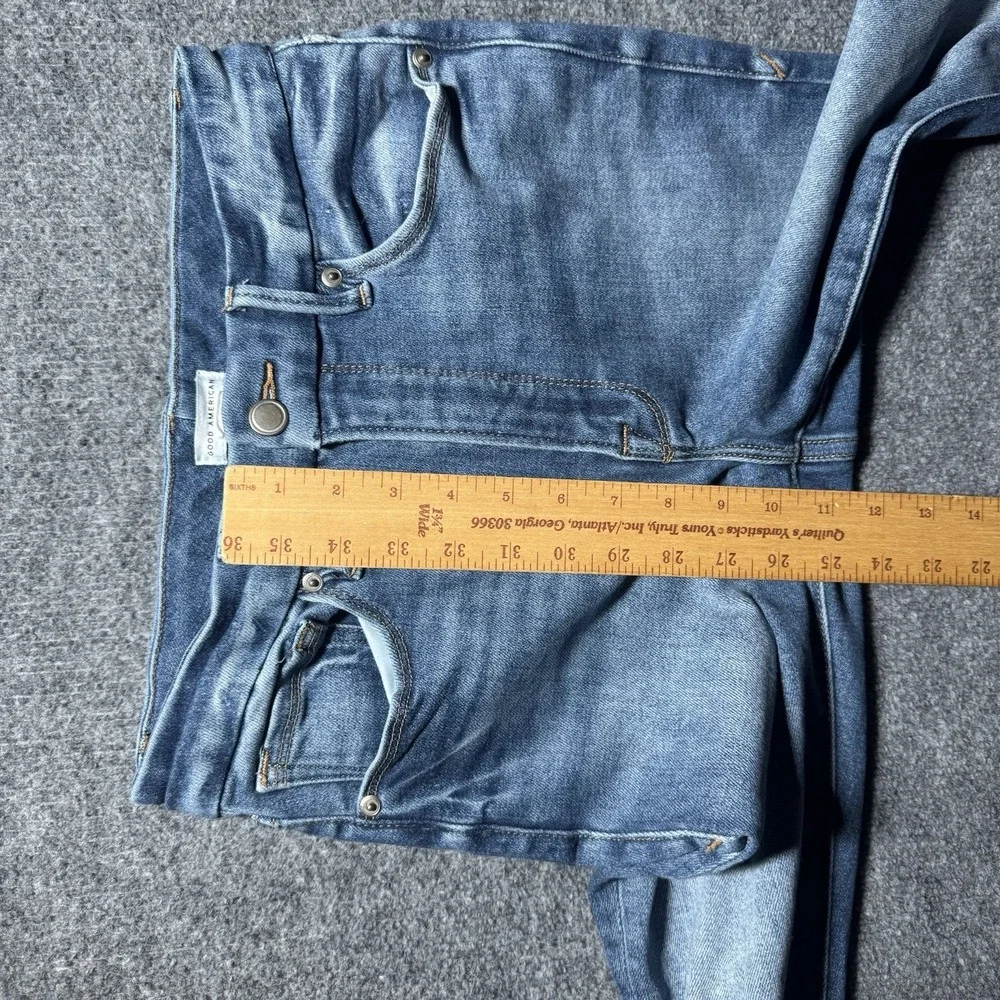 Good American Slim Straight Jeans Women 6/28 Blue Fade Denim Distressed 26x27